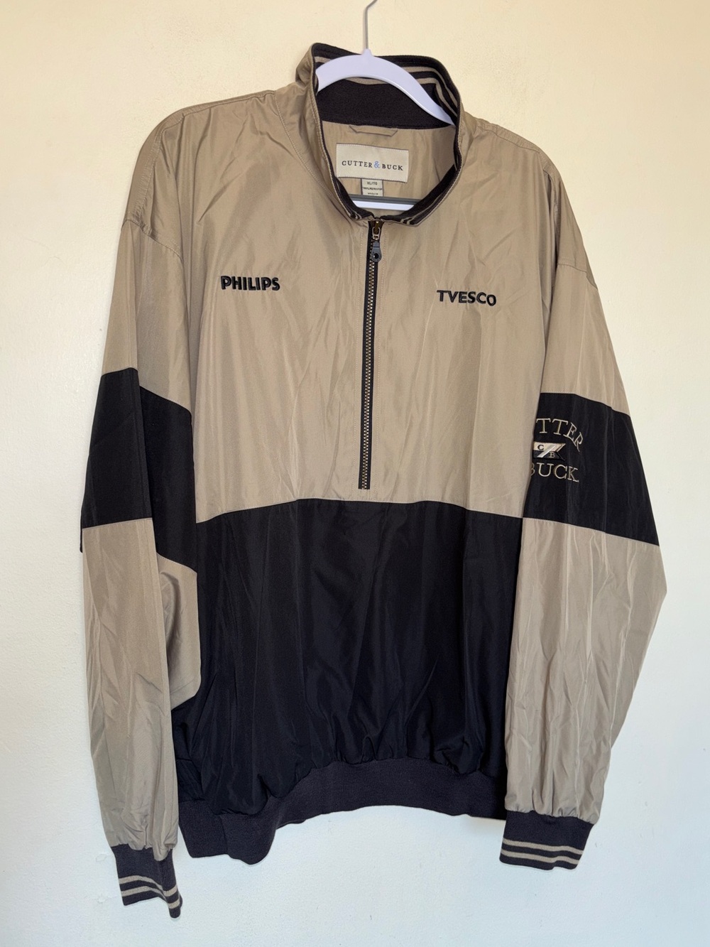 Vtg Cutter & Buck Philips TVESCO Jacket Men’s Sz XL Golf Windbreaker Classic Zip